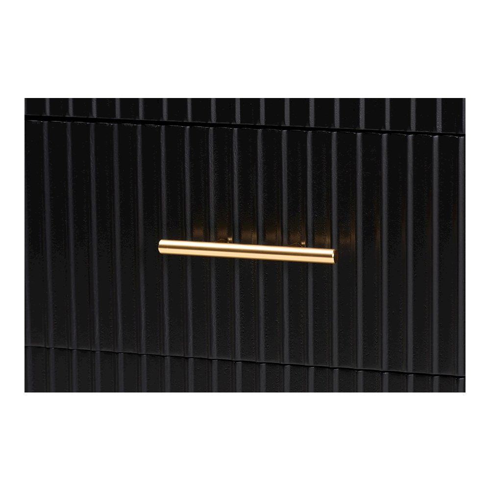 Primrose Mid-Century Black Fluted Wood 6-Drawer Dresser