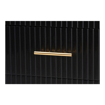 Primrose Mid-Century Black Fluted Wood 6-Drawer Dresser