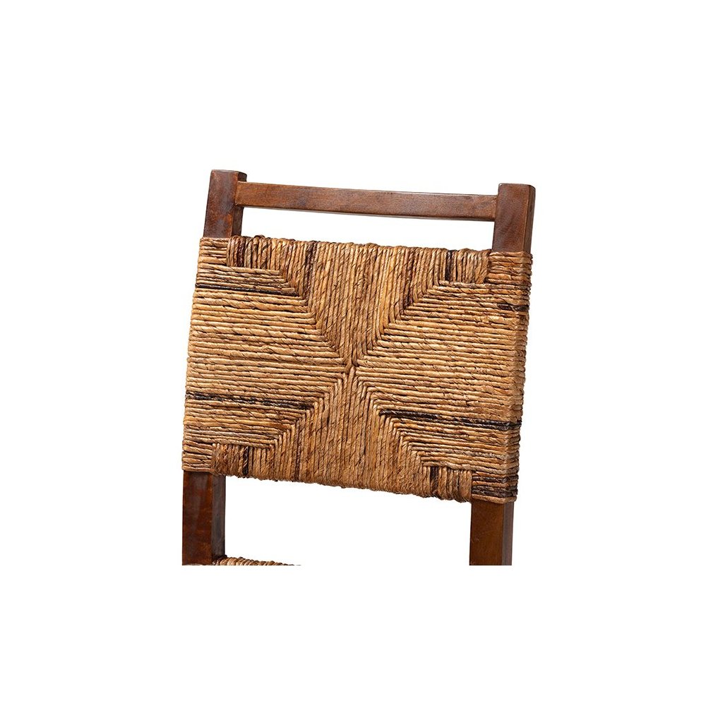Cordoba Bohemian Natural Seagrass and Mahogany Wood 2-Piece Dining Chair