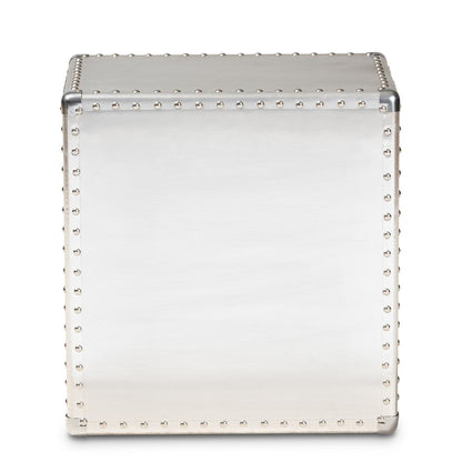 Baxton Studio Armel French Industrial Silver Metal 3-Drawer Nightstand
