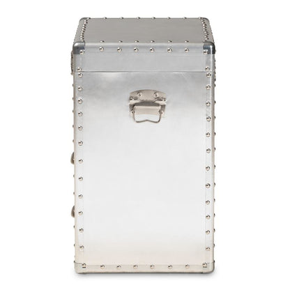 Serge French Industrial Silver Metal 2-Drawer Accent Storage Cabinet