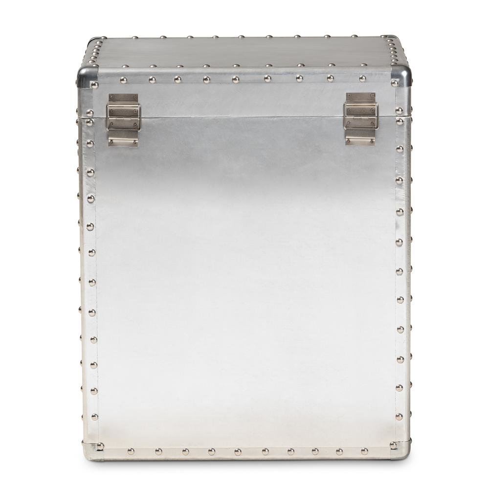 Serge French Industrial Silver Metal 2-Drawer Accent Storage Cabinet