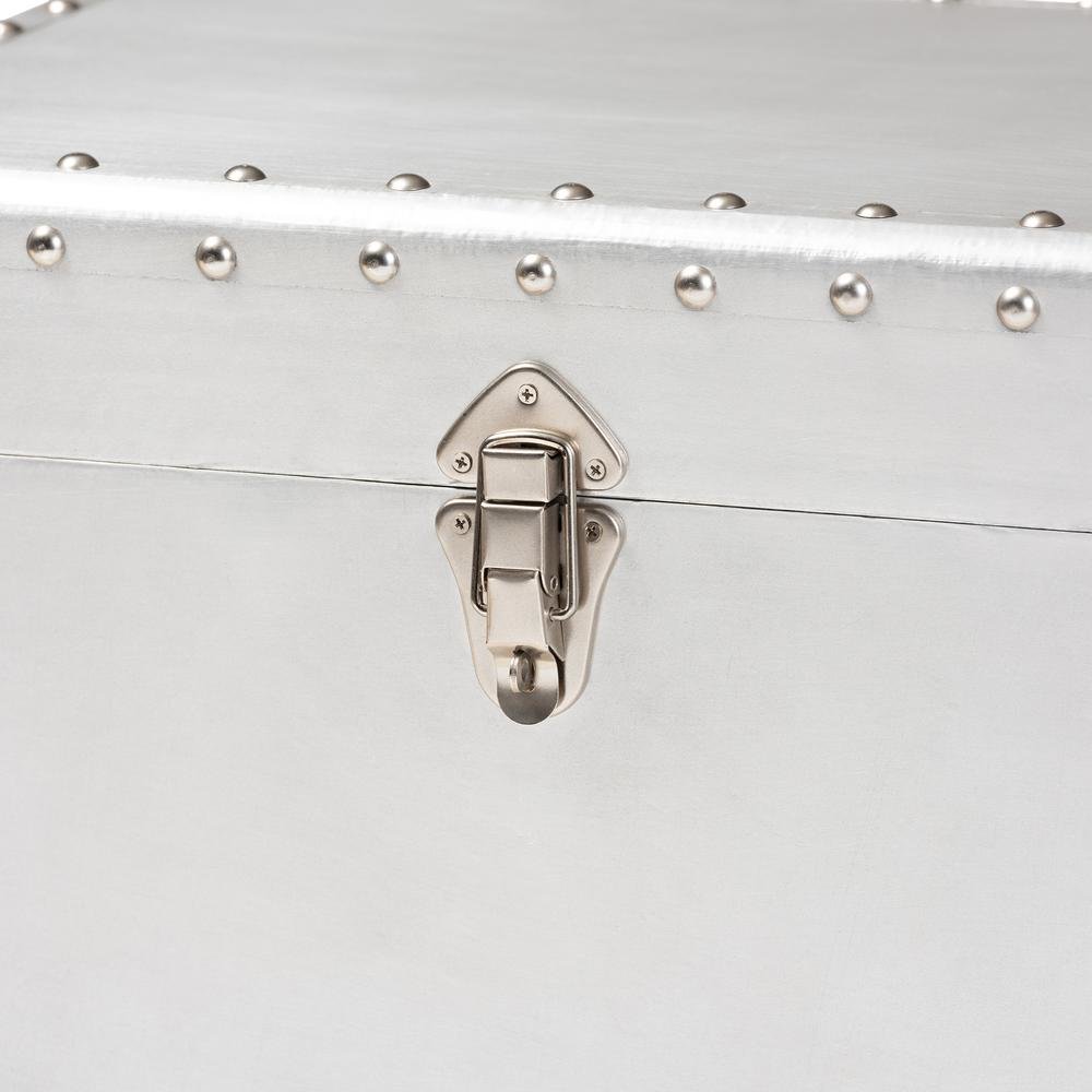 Serge French Industrial Silver Metal 2-Drawer Accent Storage Cabinet