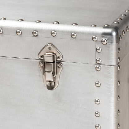 Serge French Industrial Silver Metal 3-Drawer Accent Storage Cabinet
