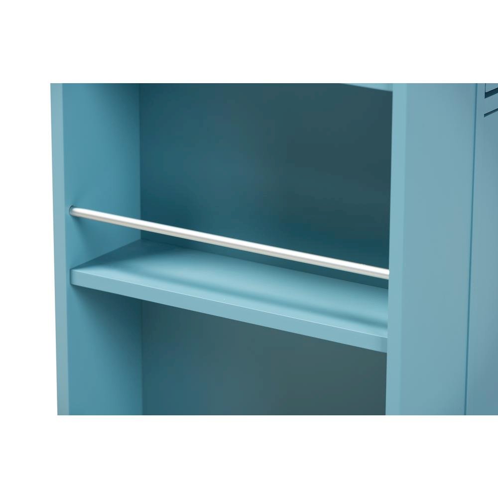 Liona Modern and Contemporary Sky Blue Finished Wood Kitchen Storage Cart
