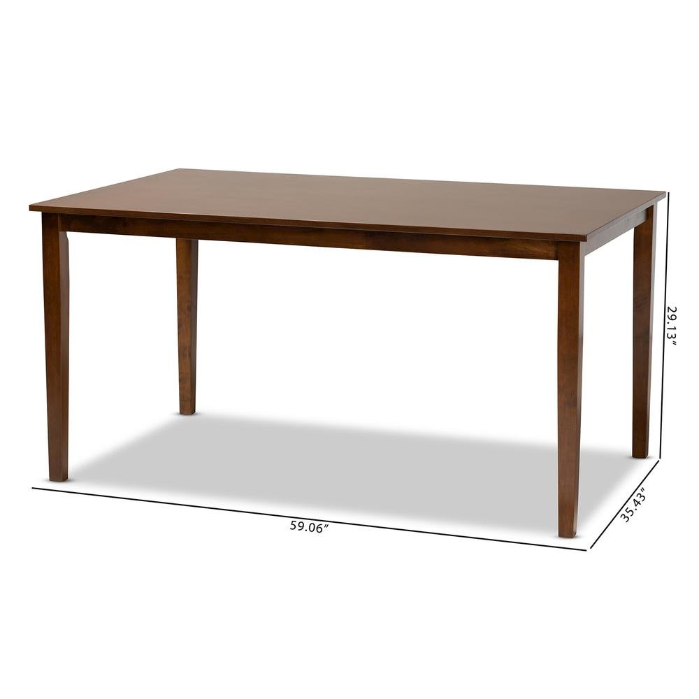 Walnut Brown Finished Rectangular Wood Dining Table