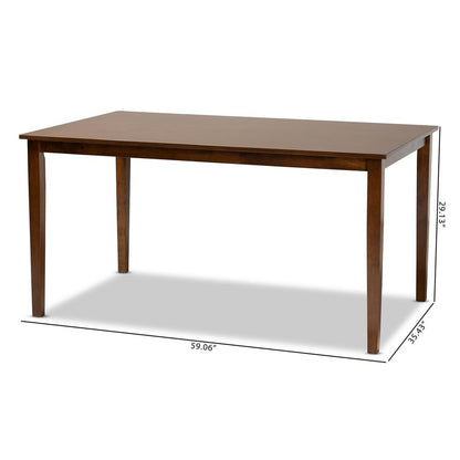 Walnut Brown Finished Rectangular Wood Dining Table