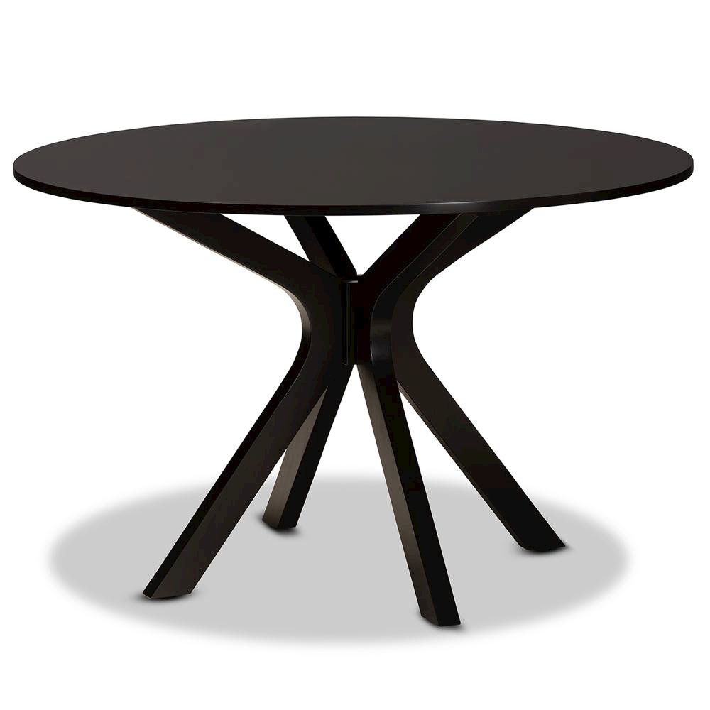 Grey Fabric Upholstered and Dark Brown Finished Wood 7-Piece Dining Set