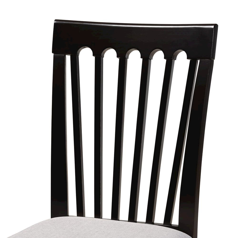 Grey Fabric Upholstered and Dark Brown Finished Wood 7-Piece Dining Set