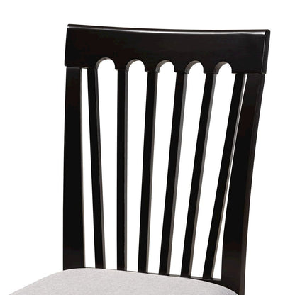 Grey Fabric Upholstered and Dark Brown Finished Wood 7-Piece Dining Set