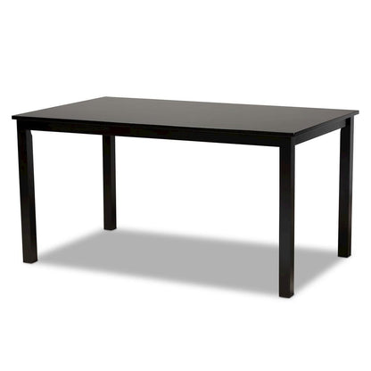 Sand Fabric Upholstered Espresso Brown Finished Wood 7-Piece Dining Set