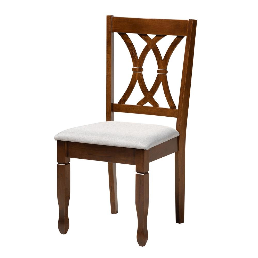 Maya Modern Grey Fabric and Walnut Brown Finished Wood 7-Piece Dining Set