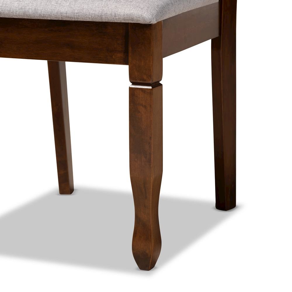 Grey Fabric Upholstered and Walnut Brown Finished Wood 7-Piece Dining Set
