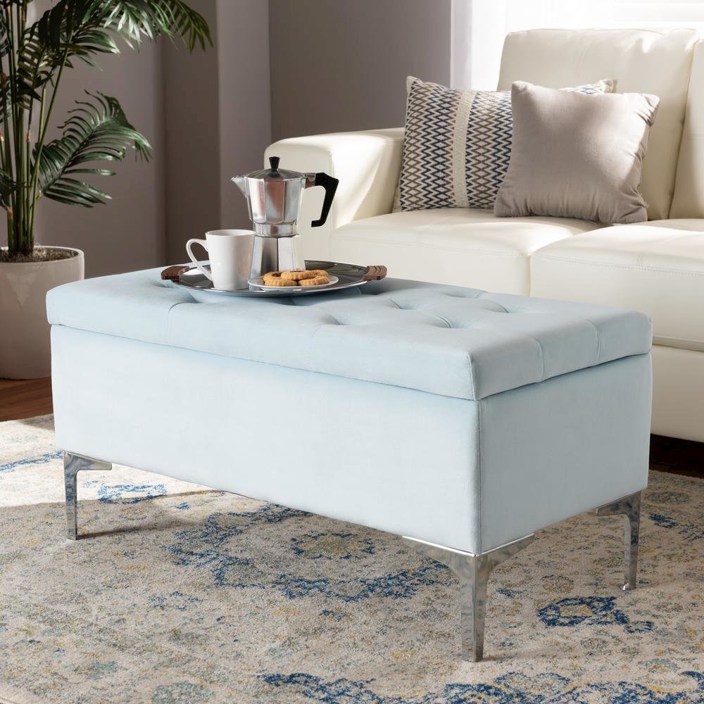 Silver Finished Storage Ottoman
