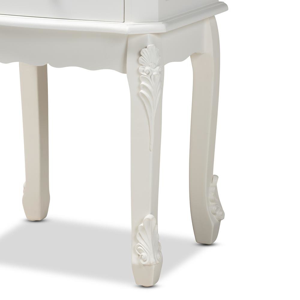 Sophia Classic and Traditional French White Finished Wood 2-Drawer End Table