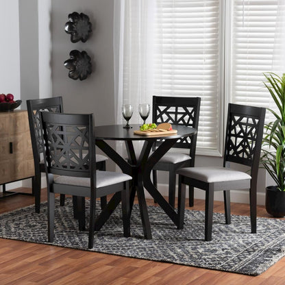 Karel Modern Grey Fabric and Espresso Brown Finished Wood 5-Piece Dining Set