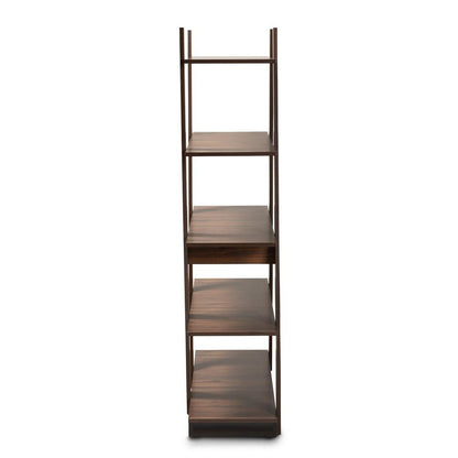 Michio Modern and Contemporary Walnut Brown Finished 5-Tier Wood Display Shelf