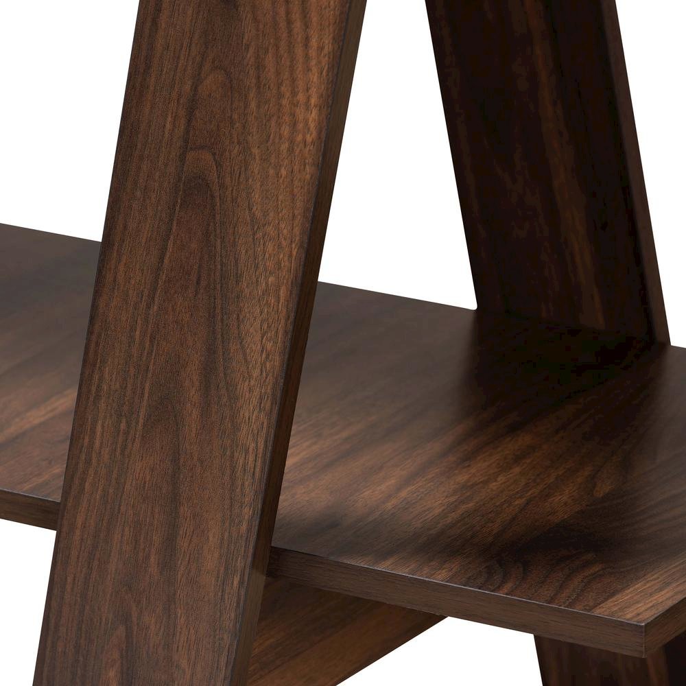 Michio Modern and Contemporary Walnut Brown Finished 5-Tier Wood Display Shelf