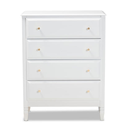 Naomi Classic and Transitional White Finished Wood 4-Drawer Bedroom Chest
