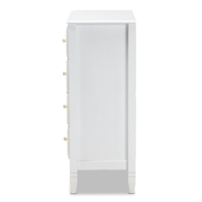 Naomi Classic and Transitional White Finished Wood 4-Drawer Bedroom Chest