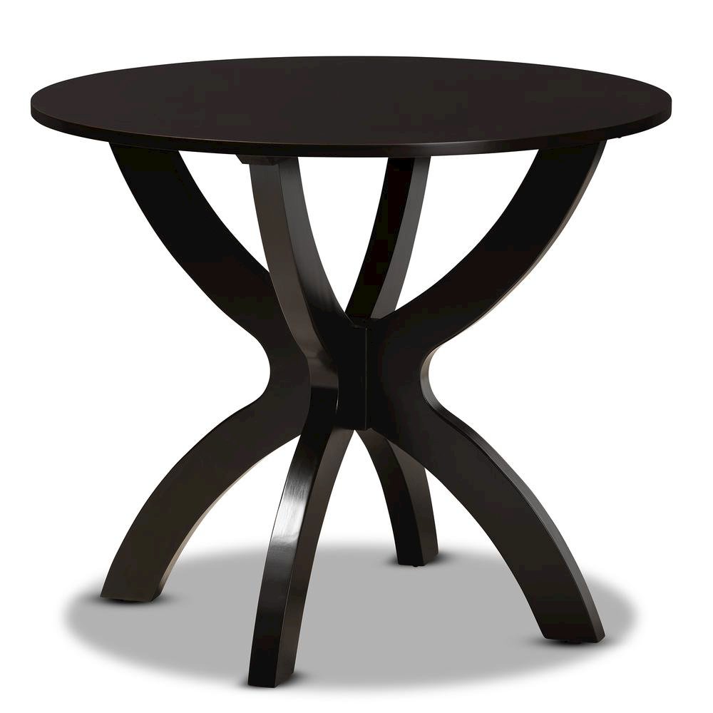 Dark Brown Finished 35-Inch-Wide Round Wood Dining Table