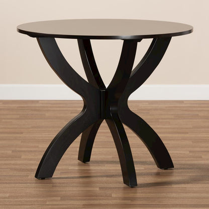 Dark Brown Finished 35-Inch-Wide Round Wood Dining Table