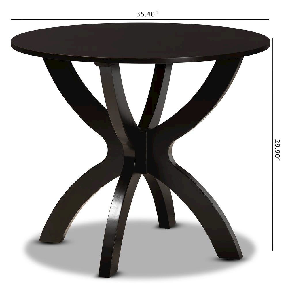 Dark Brown Finished 35-Inch-Wide Round Wood Dining Table
