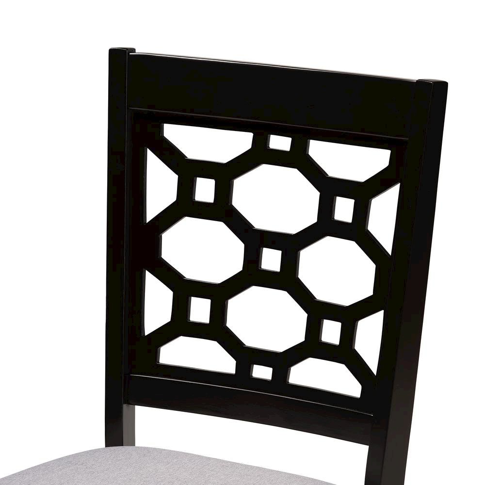 Grey Fabric Upholstered and Dark Brown Finished Wood 4-Piece Dining Chair Set