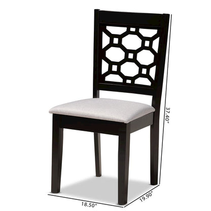 Grey Fabric Upholstered and Dark Brown Finished Wood 4-Piece Dining Chair Set