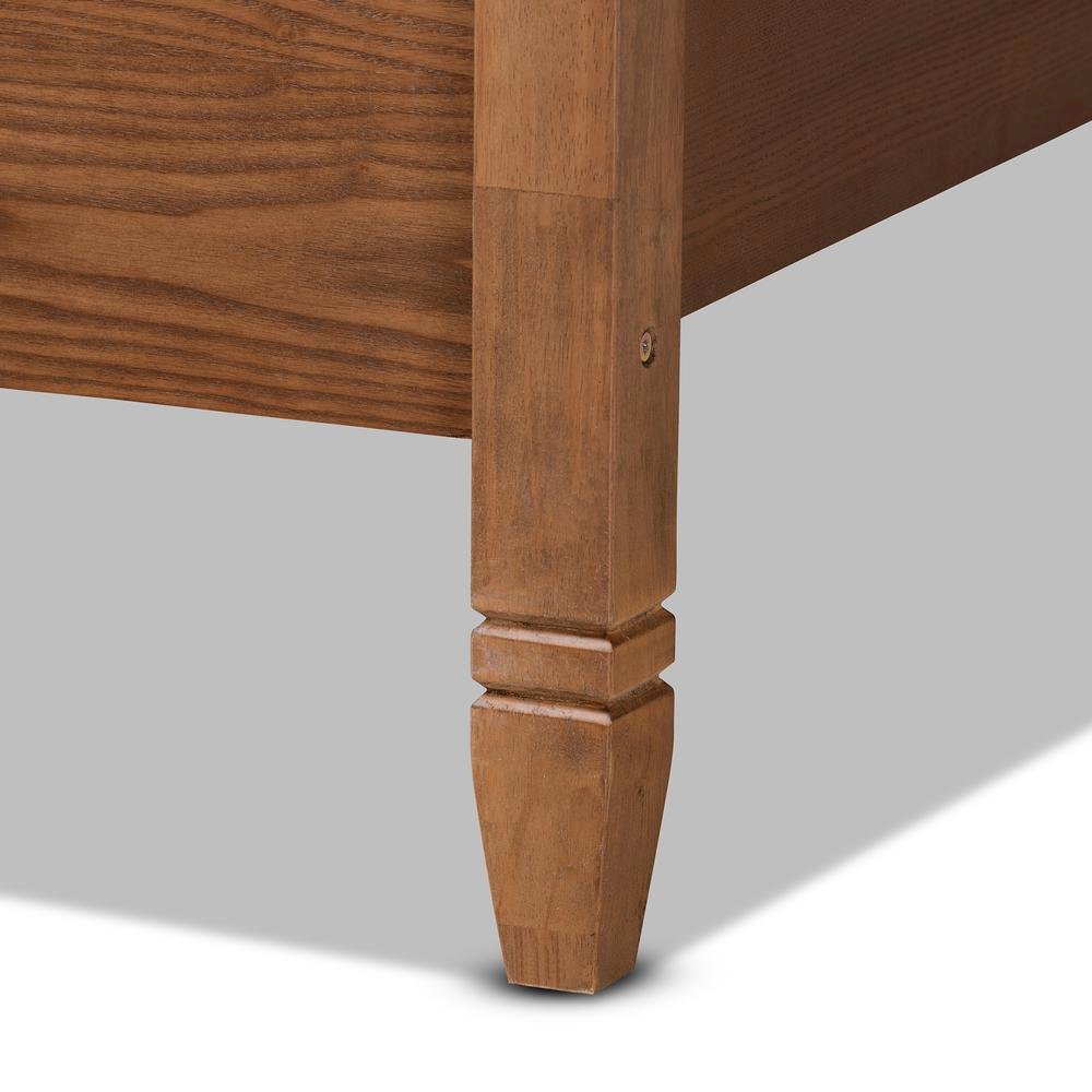 Walnut Brown Finished Wood and Synthetic Rattan Queen Size Canopy Bed