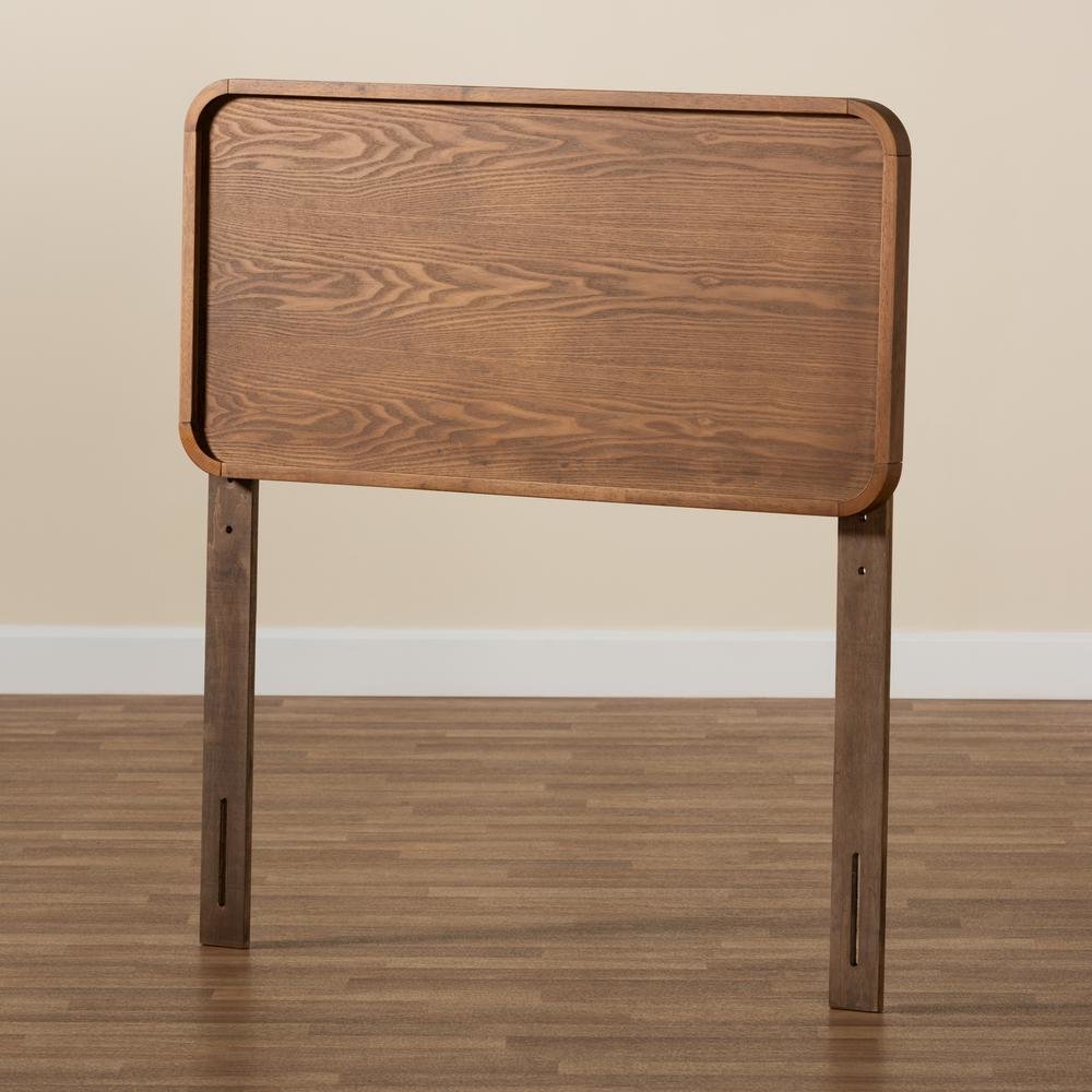 Mailene Mid-Century Modern Walnut Brown Finished Wood Twin Size Headboard