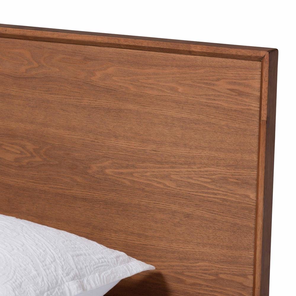 Walnut Brown Finished Wood and Rattan Twin Size 3-Piece Bedroom Set