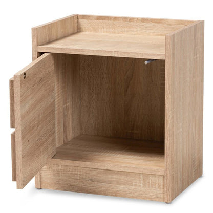 Baxton Studio Hale Modern and Contemporary Oak Finished Wood 1-Door Nightstand