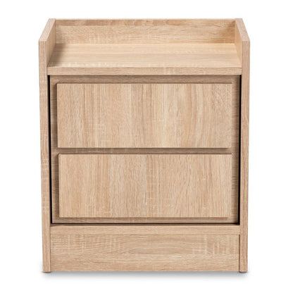Baxton Studio Hale Modern and Contemporary Oak Finished Wood 1-Door Nightstand