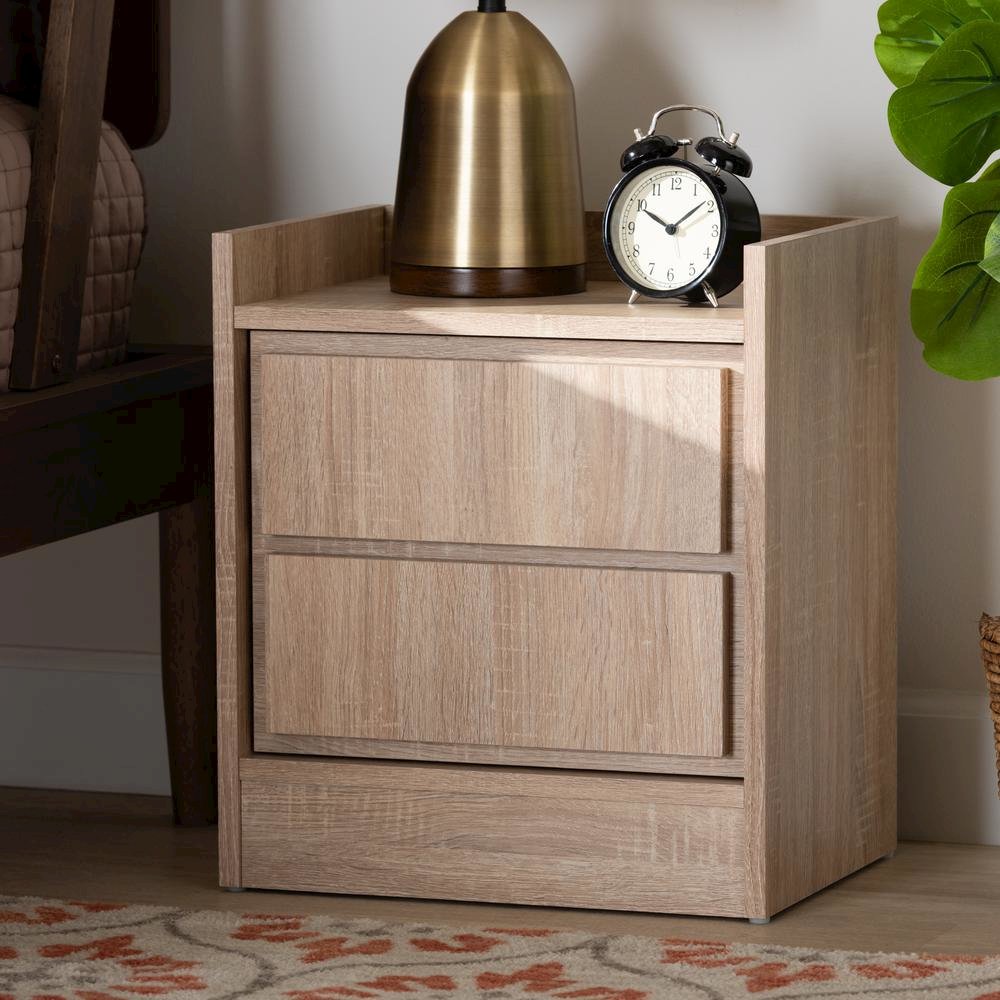 Baxton Studio Hale Modern and Contemporary Oak Finished Wood 1-Door Nightstand