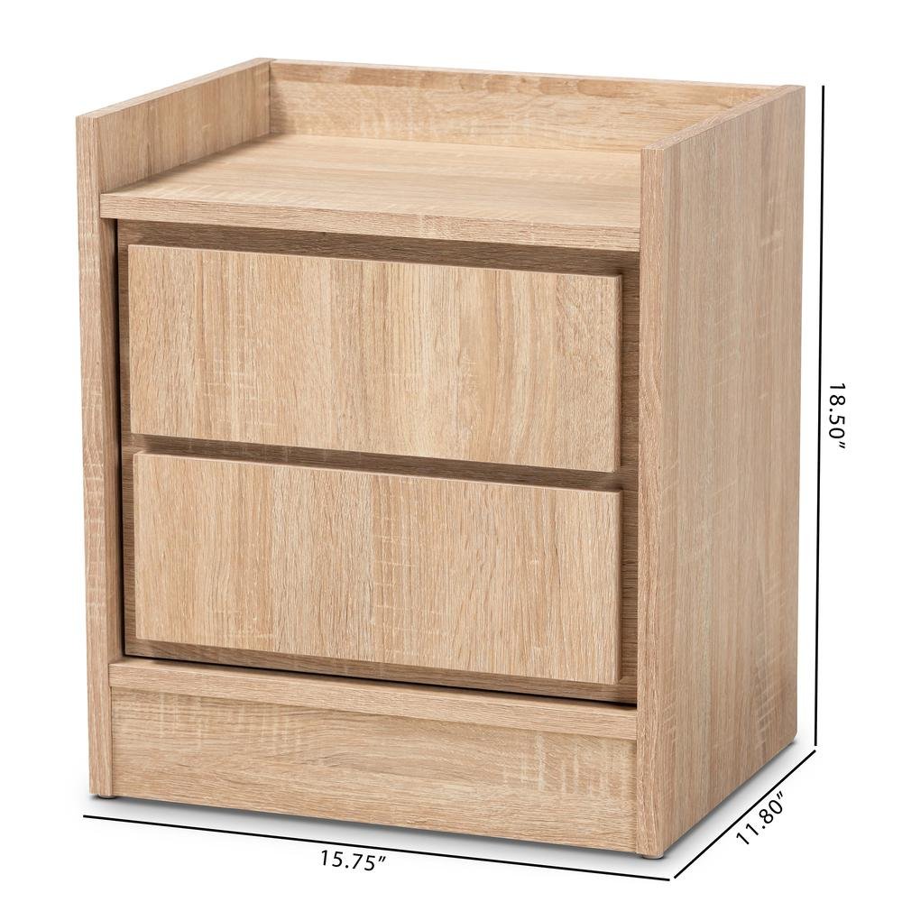 Baxton Studio Hale Modern and Contemporary Oak Finished Wood 1-Door Nightstand