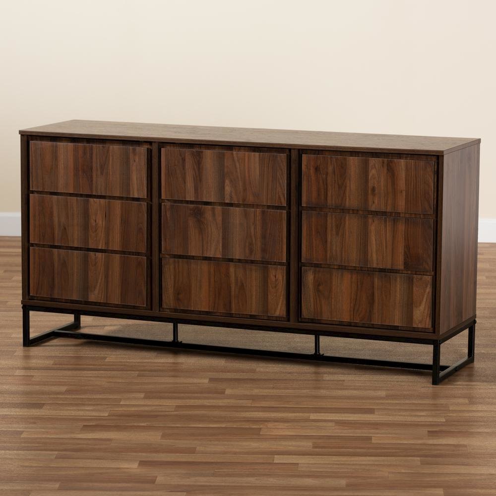 Black Finished Metal 3-Door Dining Room Sideboard Buffet