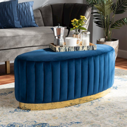 Gold PU Leather Ottoman