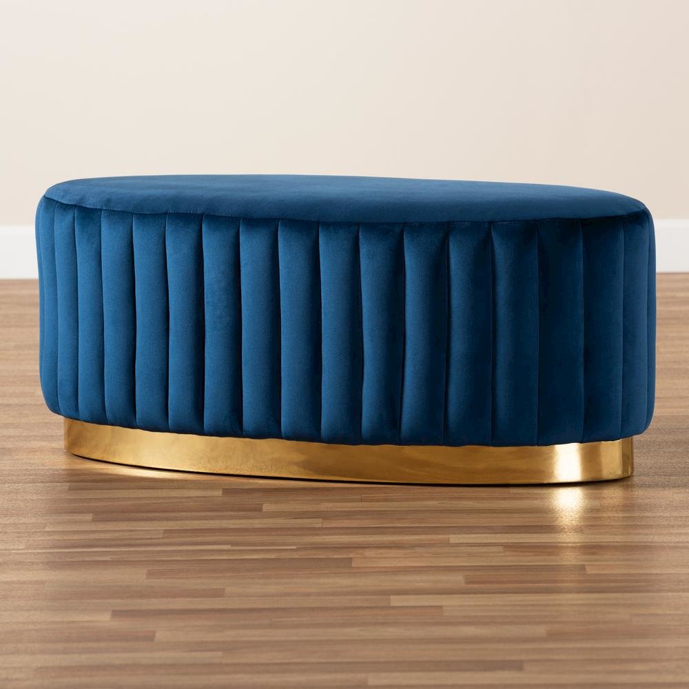 Gold PU Leather Ottoman