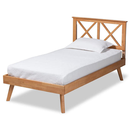 Galvin Modern and Contemporary Brown Finished Wood Twin Size Platform Bed