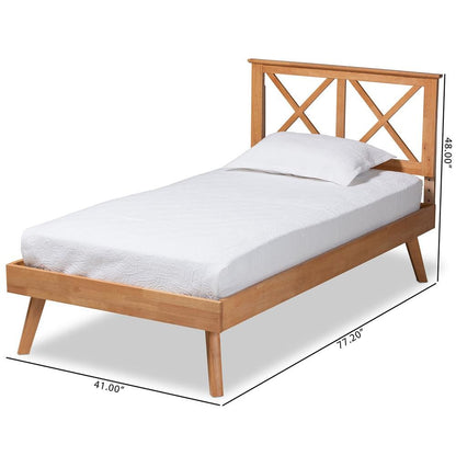 Galvin Modern and Contemporary Brown Finished Wood Twin Size Platform Bed