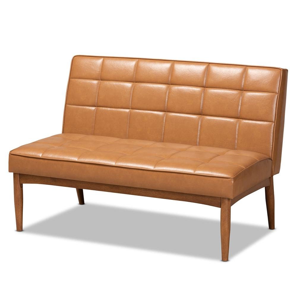 Upholstered and Walnut Brown Finished Wood 2-Piece Dining Nook Banquette Set