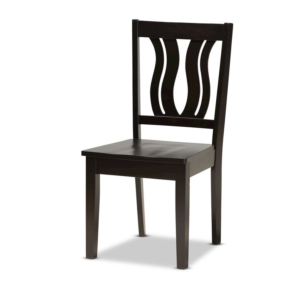 Transitional Dark Brown Finished Wood 5-Piece Dining Set