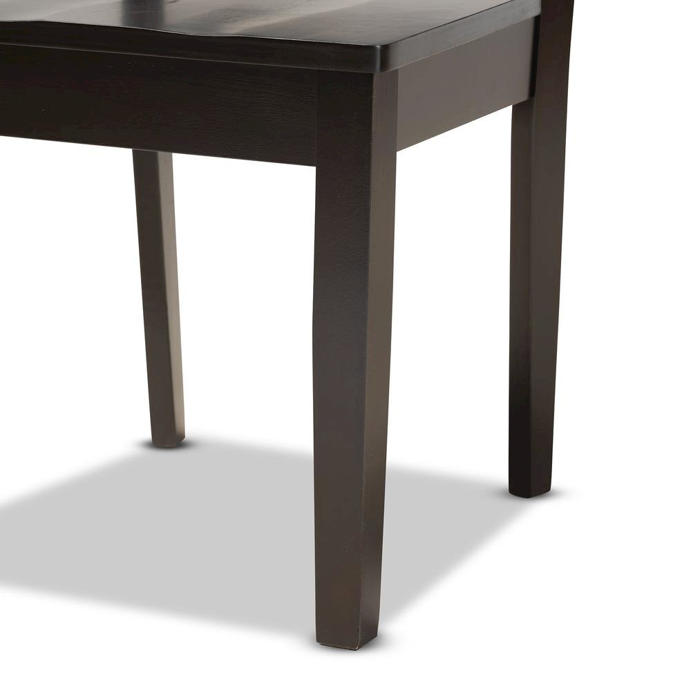 Transitional Dark Brown Finished Wood 5-Piece Dining Set