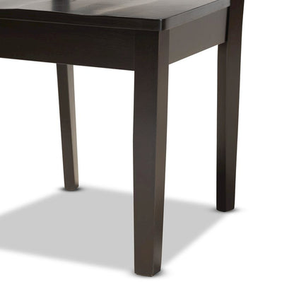 Transitional Dark Brown Finished Wood 5-Piece Dining Set
