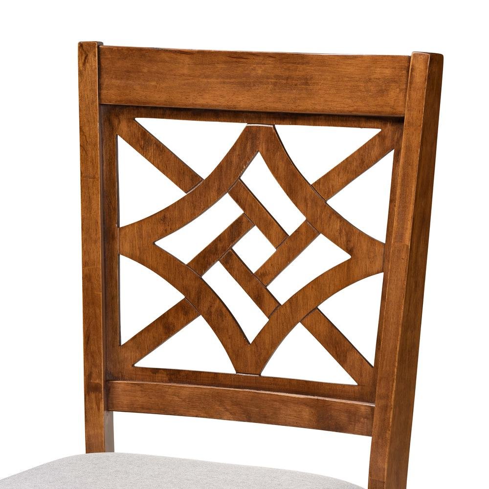 Grey Fabric Upholstered and Walnut Brown Finished Wood 2-Piece Dining Chair Set