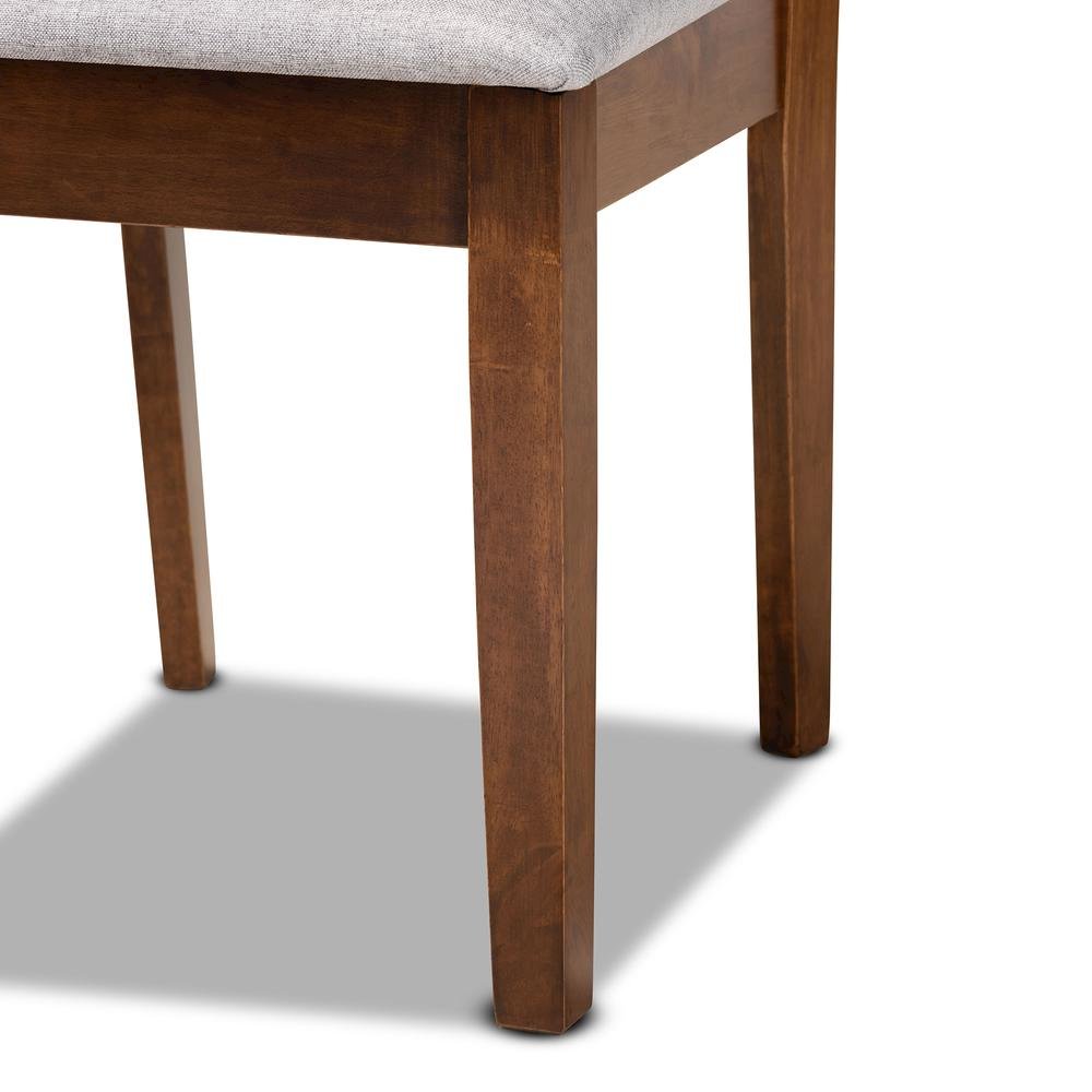Grey Fabric Upholstered and Walnut Brown Finished Wood 2-Piece Dining Chair Set