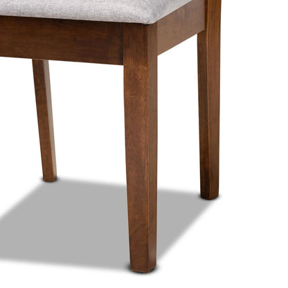 Grey Fabric Upholstered and Walnut Brown Finished Wood 2-Piece Dining Chair Set