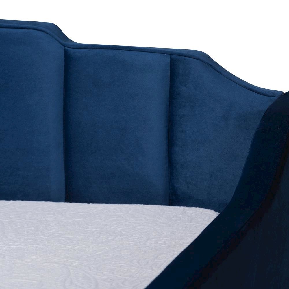 Navy Blue Velvet Fabric Upholstered Twin Size Daybed with Trundle