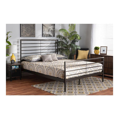 Baxton Studio Alva Modern and Contemporary Industrial Black Finished Metal Full Size Platform Bed